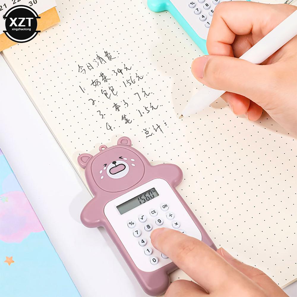 Máy tính mini di động Kích thước bỏ túi 8 chữ số Hiển thị Kawaii Phim hoạt hình siêu mỏng Nút Tho dễ thương Người học dành cho trẻ em