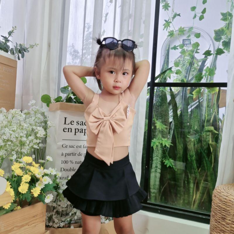 áo nơ 2 dây, áo croptop bé gái, áo kiểu cho bé (shop có bán chân váy