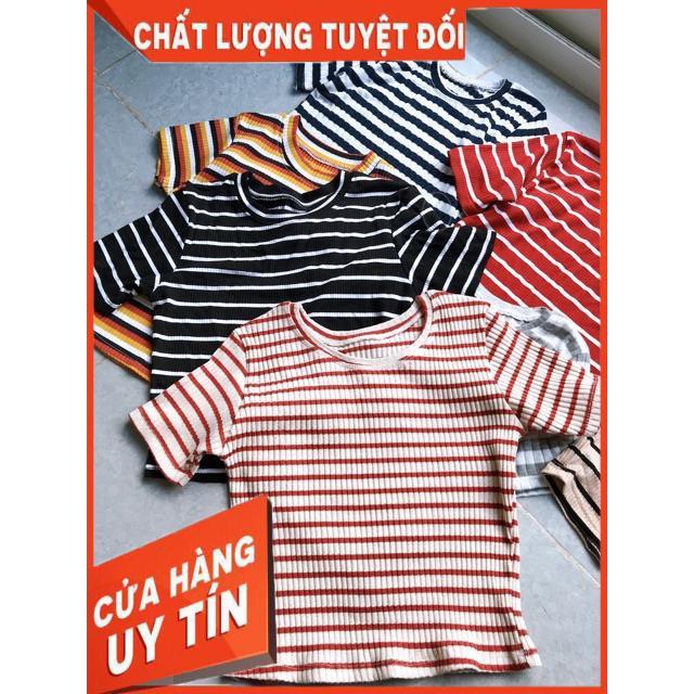 ÁO CROPTOP SỌC THUN GÂN XUẤT DƯ- ảnh thật tự chụp