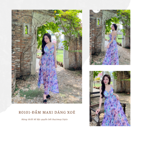 Đầm maxi Ruzimay dáng xoè R0100