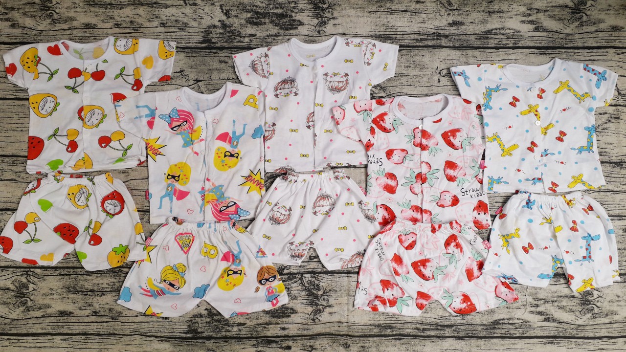 Set 5 bộ quần áo cộc tay carter cotton nhiều mẫu mặc cực mát, hình cực yêu cho bé