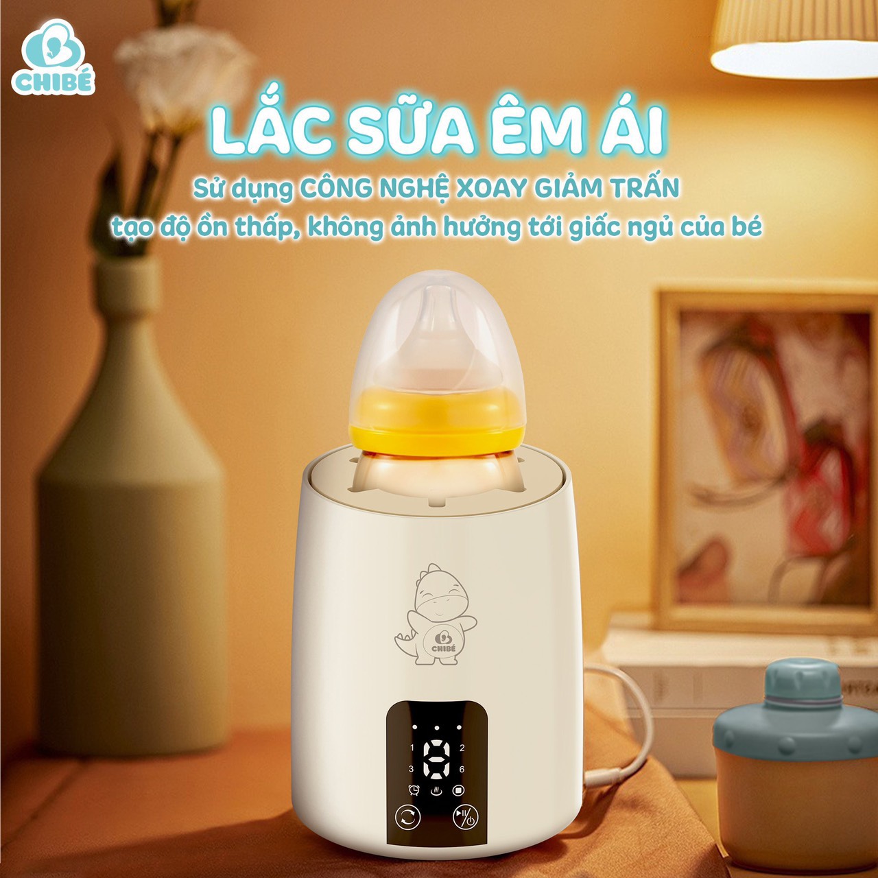 Máy Hâm sữa và Lắc Sữa Di Động Cho Bé CHIBÉ CB040 Pin 1200mAh, Lắc Sữa Không Vón Cục, Tiếng Ồn Nhỏ, Bảo Hành 18 Tháng
