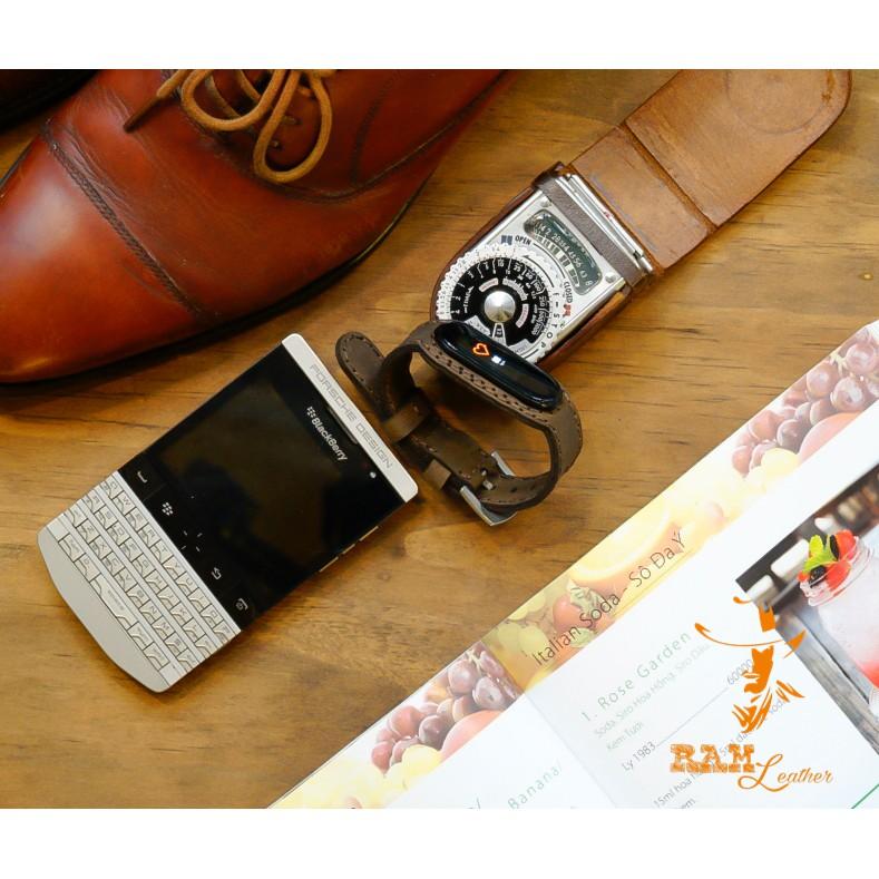 DÂY ĐỒNG HỒ CHO MIBAND 4 VÀ MIBAND 3 VER2 - DA BÒ NÂU ĐẤT