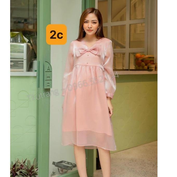 Váy bầu đầm bầu thu đông chất nhung tăm freesezi từ 45- 75kg