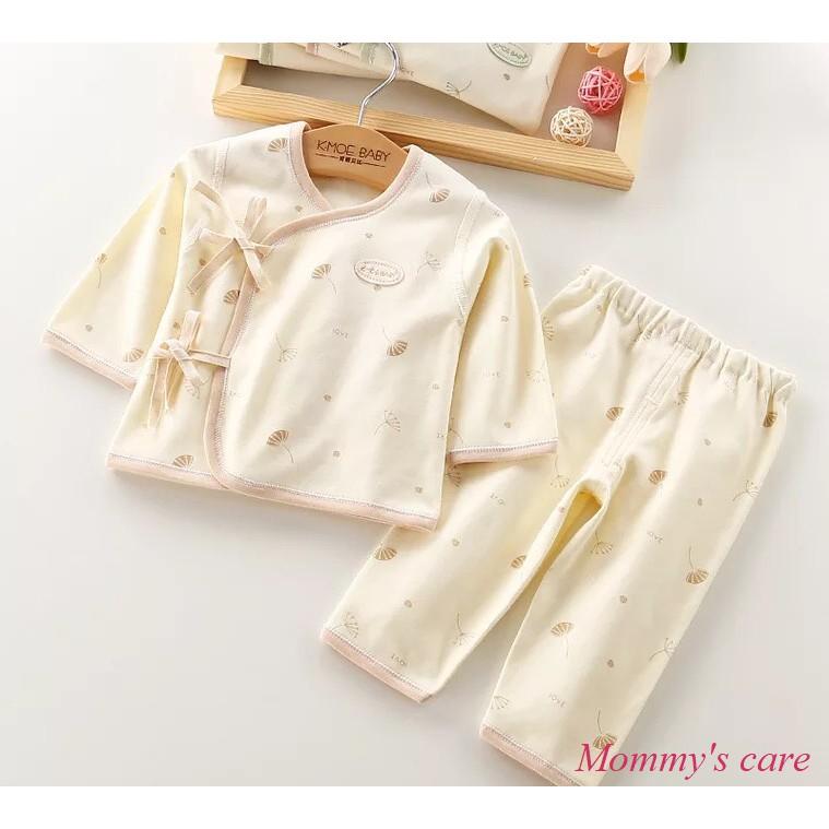 Bộ sơ sinh xuân thu 100% cotton hữu cơ tự nhiên không tẩy nhuộm hoá chất cao cấp