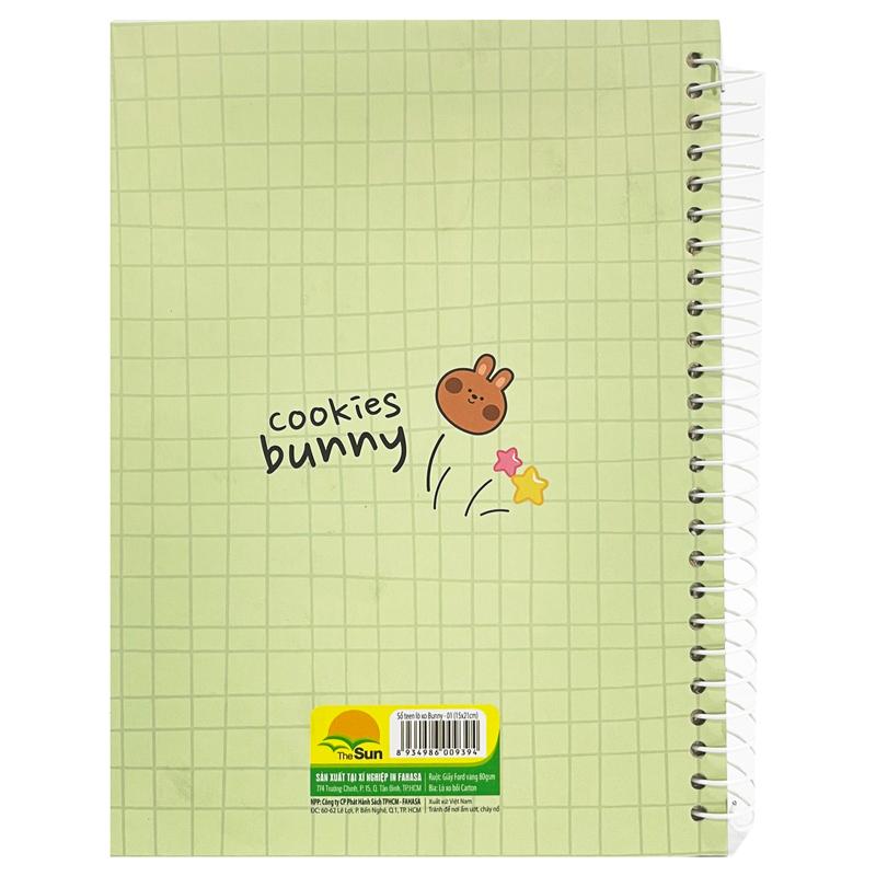 Sổ Lò Xo Teen Bunny - Ô Vuông 80gsm - The Sun 02 - Màu Xanh Lá