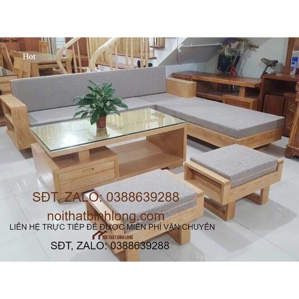 Bàn ghế sofa phòng khách gỗ sồi Nga, sofa góc