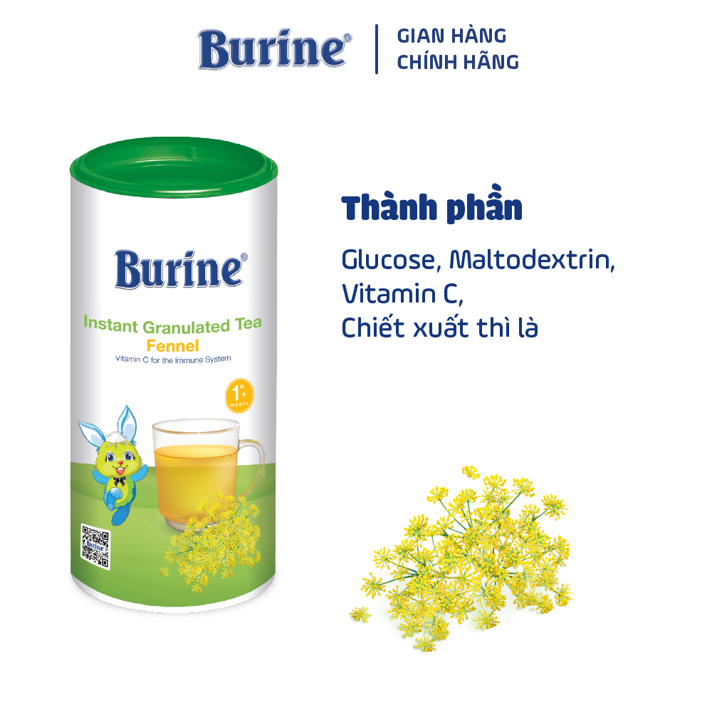 Trà cốm hoa quả Burine dinh dưỡng dành cho bé - Vị Thì Là giúp hạn chế tưa lưỡi, hỗ trợ tiêu hoá, kháng khuẩn và chống oxy hoá