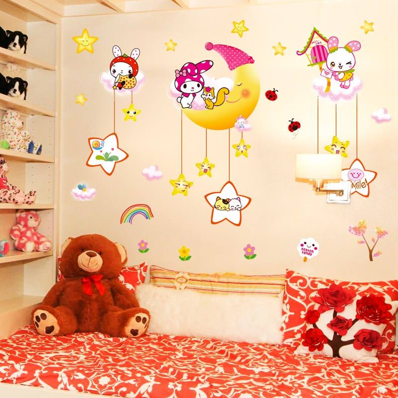 Decal dán tường thỏ ngọc yêu trăng - HP117