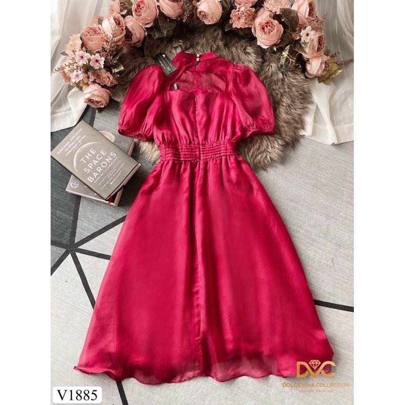 ĐẦM XOÈ CỔ CAO PHỐI KHUY NGỰC TRẺ TRUNG