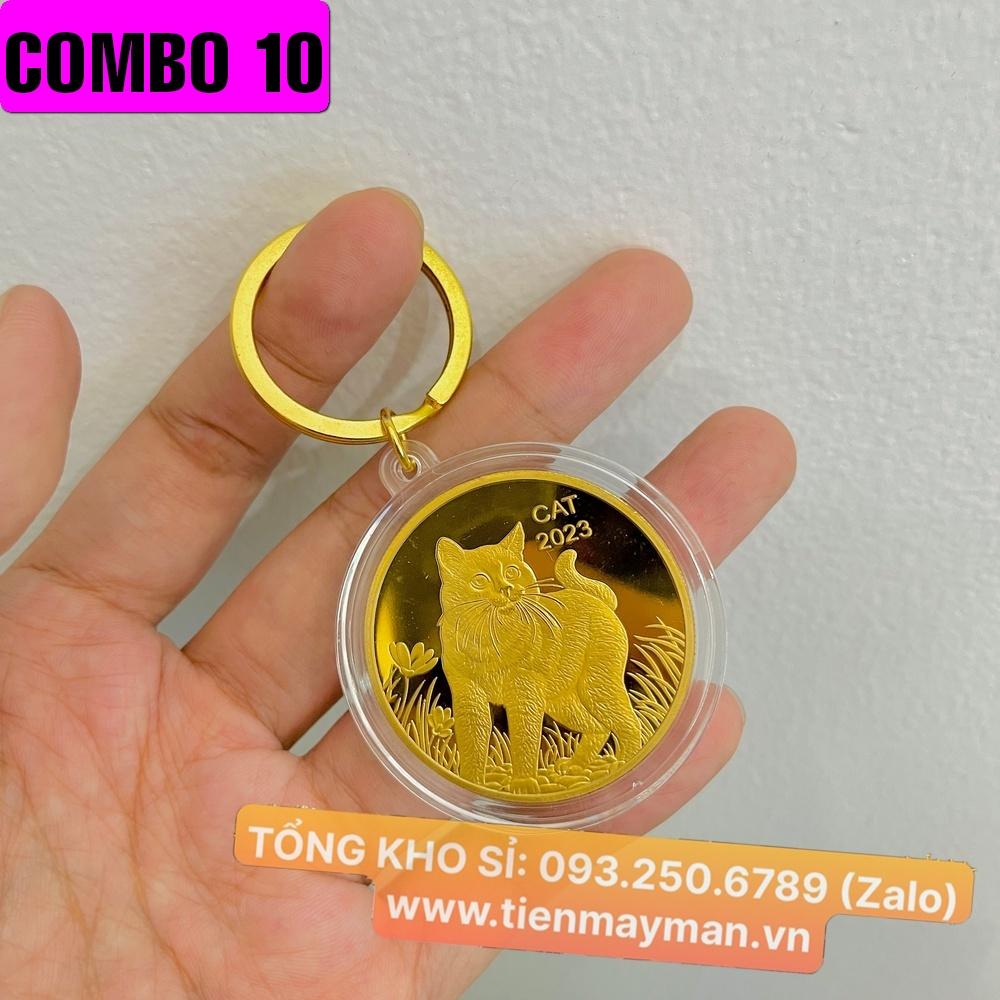 SỈ 10 Móc chìa xe máy, Oto Đồng Xu Hình Mèo Vàng của Úc sang chảnh, Tiền lì xì tết 2023 , NELI