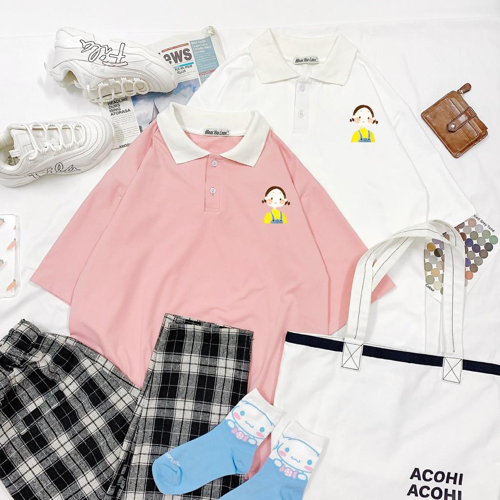 Polo Áo Thun Có Cổ Tay Lỡ Form Rộng Unisex BÉ MẶC YẾM Ulzzang Couple
