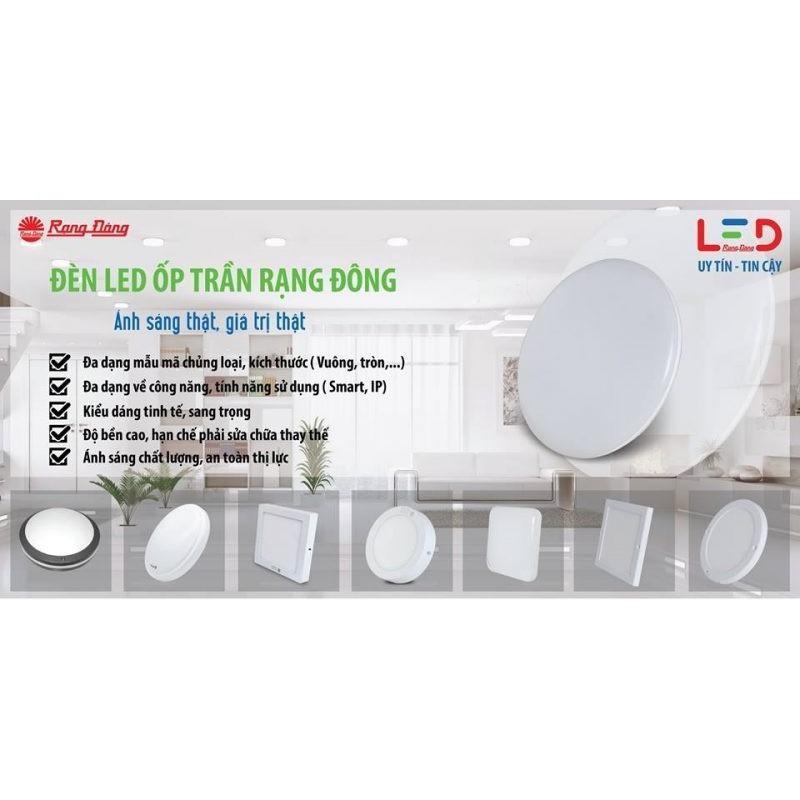 Đèn LED ốp trần đổi màu Rạng Đông tròn model LN12N đế nhựa