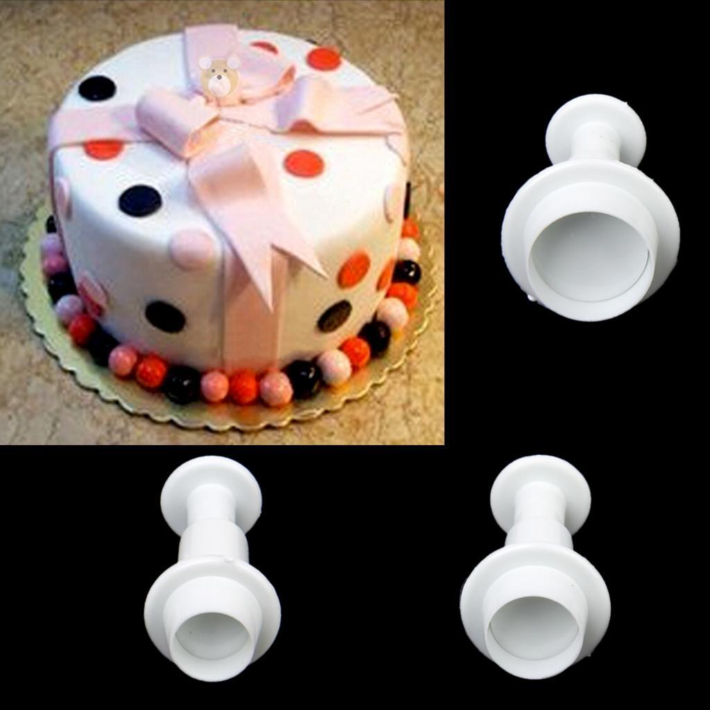 3pcs DIY Round Fondant Cake Sugarcraft Plunger Mold Cupcake Cookie Tools