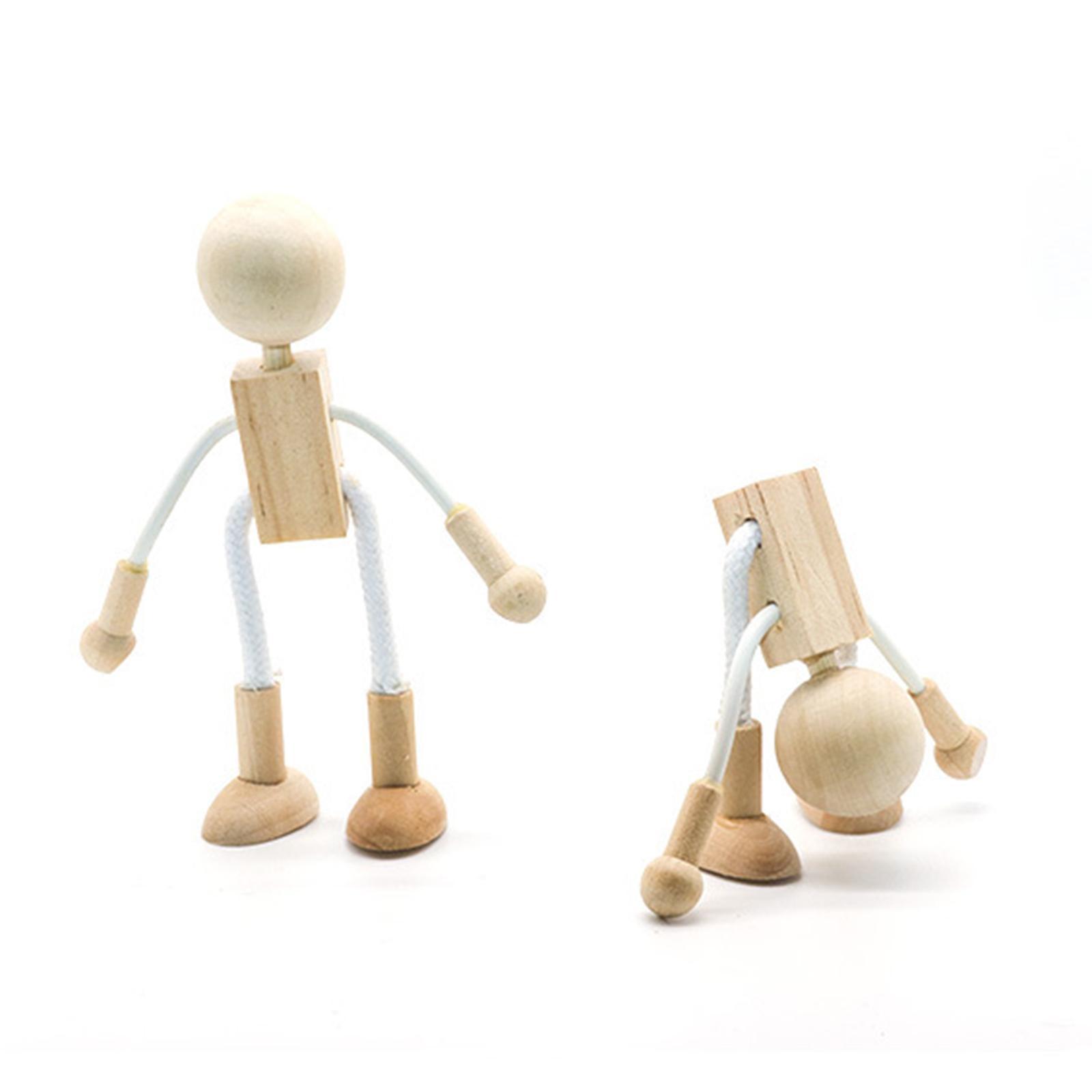 Wooden Doll Toy Figurine Adorable for Desktop Decor Early Learning Teenagers