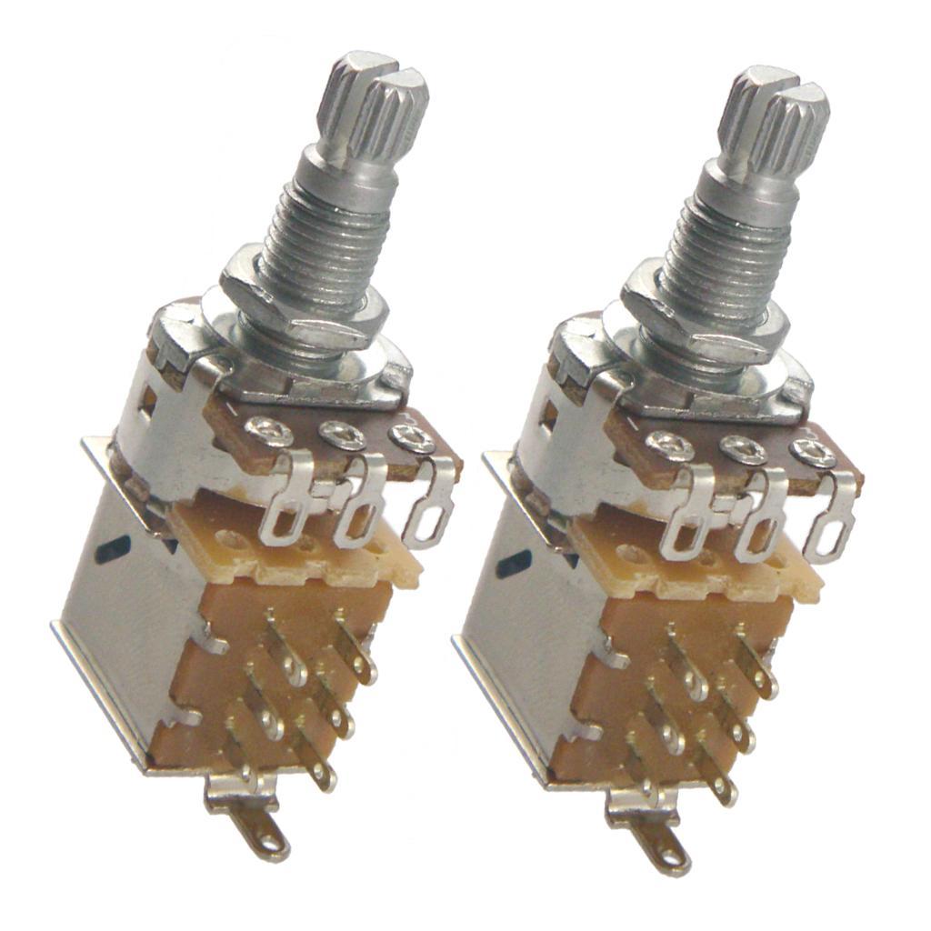 2X 2 Pack Push Pull Control Pots Guitar Potentiometer 18mm Split Shaft A25K