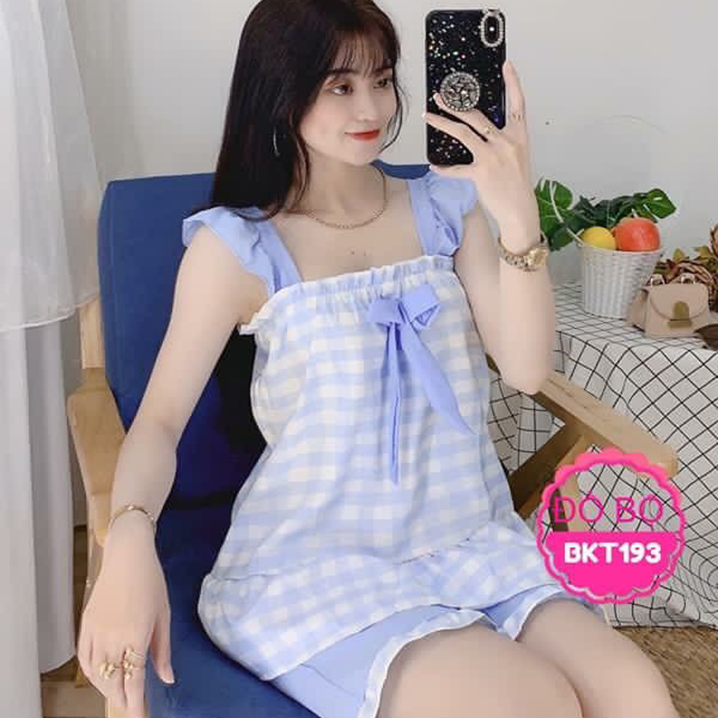 Đồ mặc nhà nữ xinh xắn, kẻ sọc caro siêu dễ thương, DB2