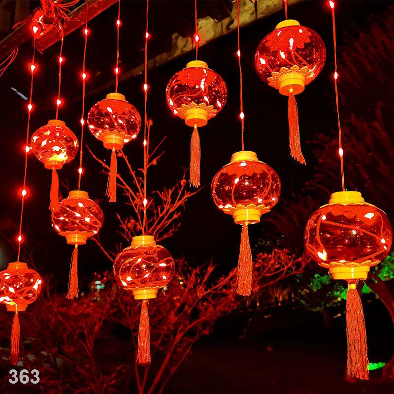 Đèn dây LED lồng ĐỎ nháy trang trí mùa noel Giáng Sinh, Tết, Dây dài 3m 10 Bóng TO