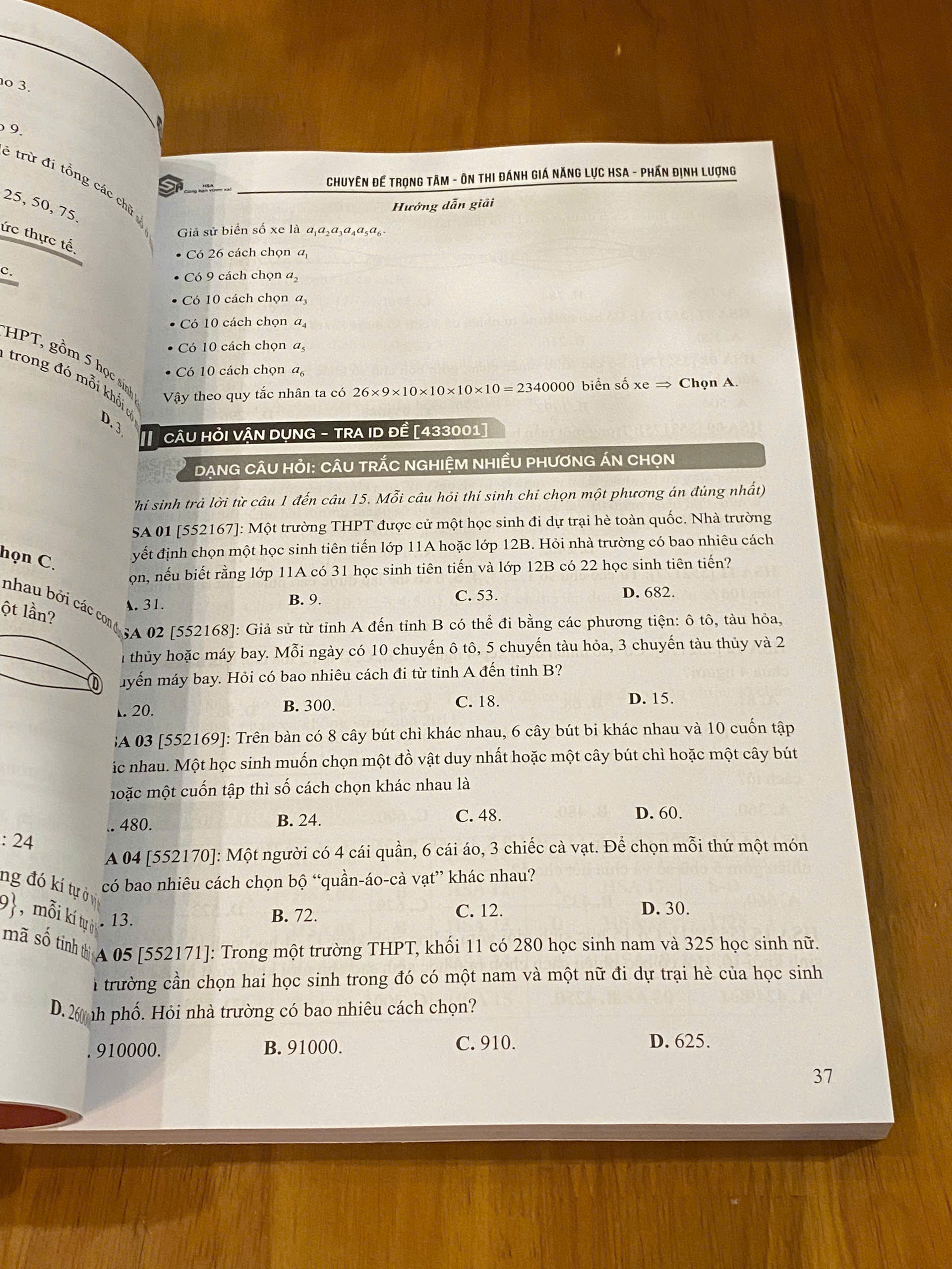Sách - Chuyên Đề Trọng Tâm Ôn Thi ĐGNL HSA (Phần Định Lượng)