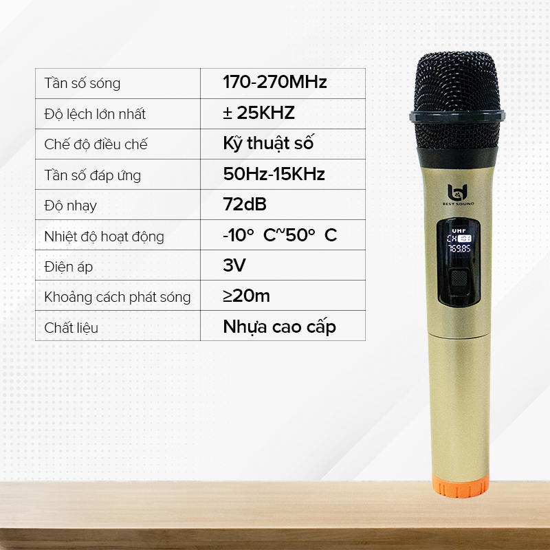 Micro Không Dây B&amp;D Hát Karaoke Cực Hay, Tần Số VHF - Hàng Chính Hãng