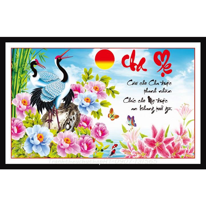 Tranh đính đá cha mẹ VS068 - tự đính