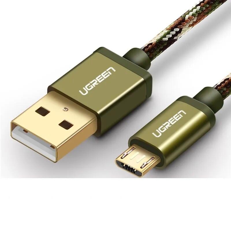 Ugreen UG40883US246TK 0.5M màu Xanh lá Cáp sạc truyền dữ liệu USB 2.0 sang MICRO USB dây bọc lưới - HÀNG CHÍNH HÃNG