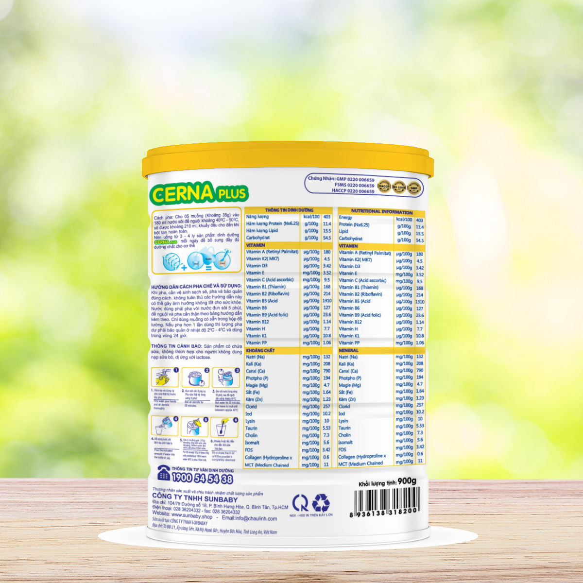 Sữa bột dinh dưỡng Sunbaby CERNA PLUS thực phẩm dành cho người tiền tháo đường và tháo đường SCNP113