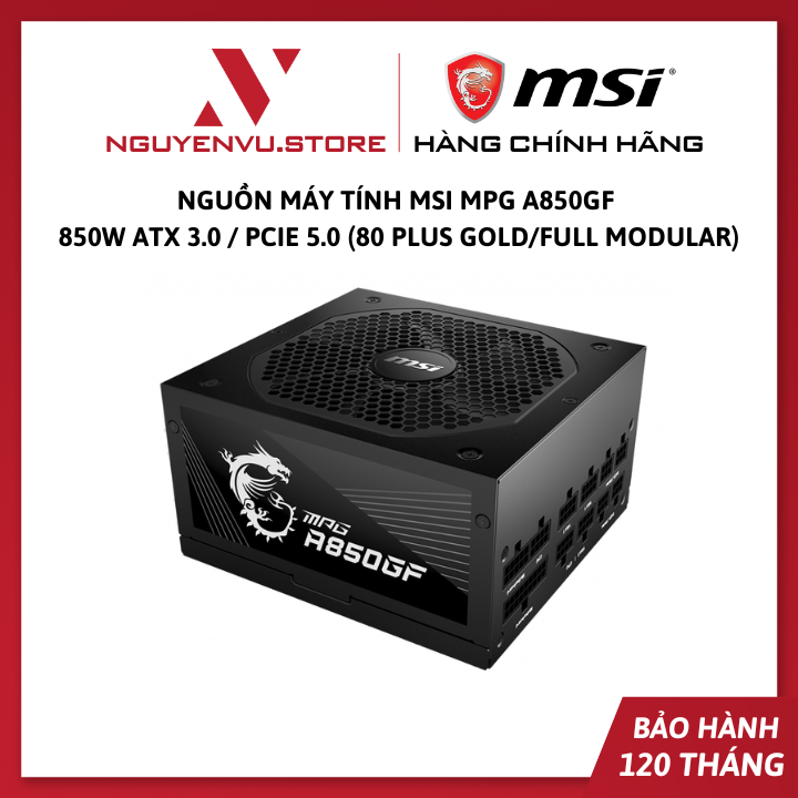 Nguồn máy tính MSI MPG A850GF ATX 3.0 / PCIE 5.0 850W (80 Plus Gold/Full Modular) - Hàng Chính Hãng