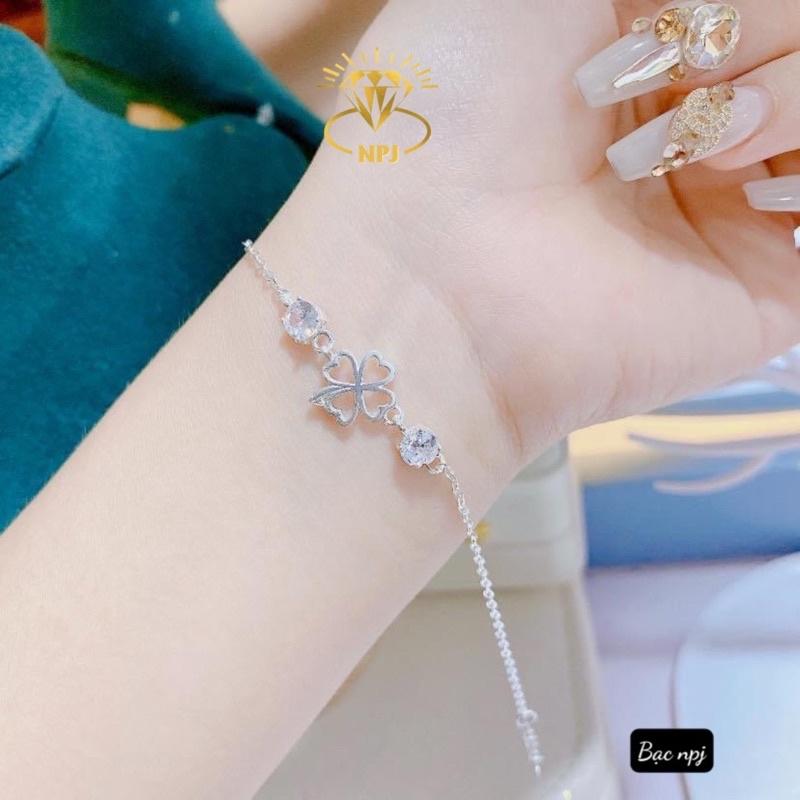 Lắc tay 4 lá, Vòng tay nữ Bạc Ta đơn giản, nhẹ nhàng - Bạc npj