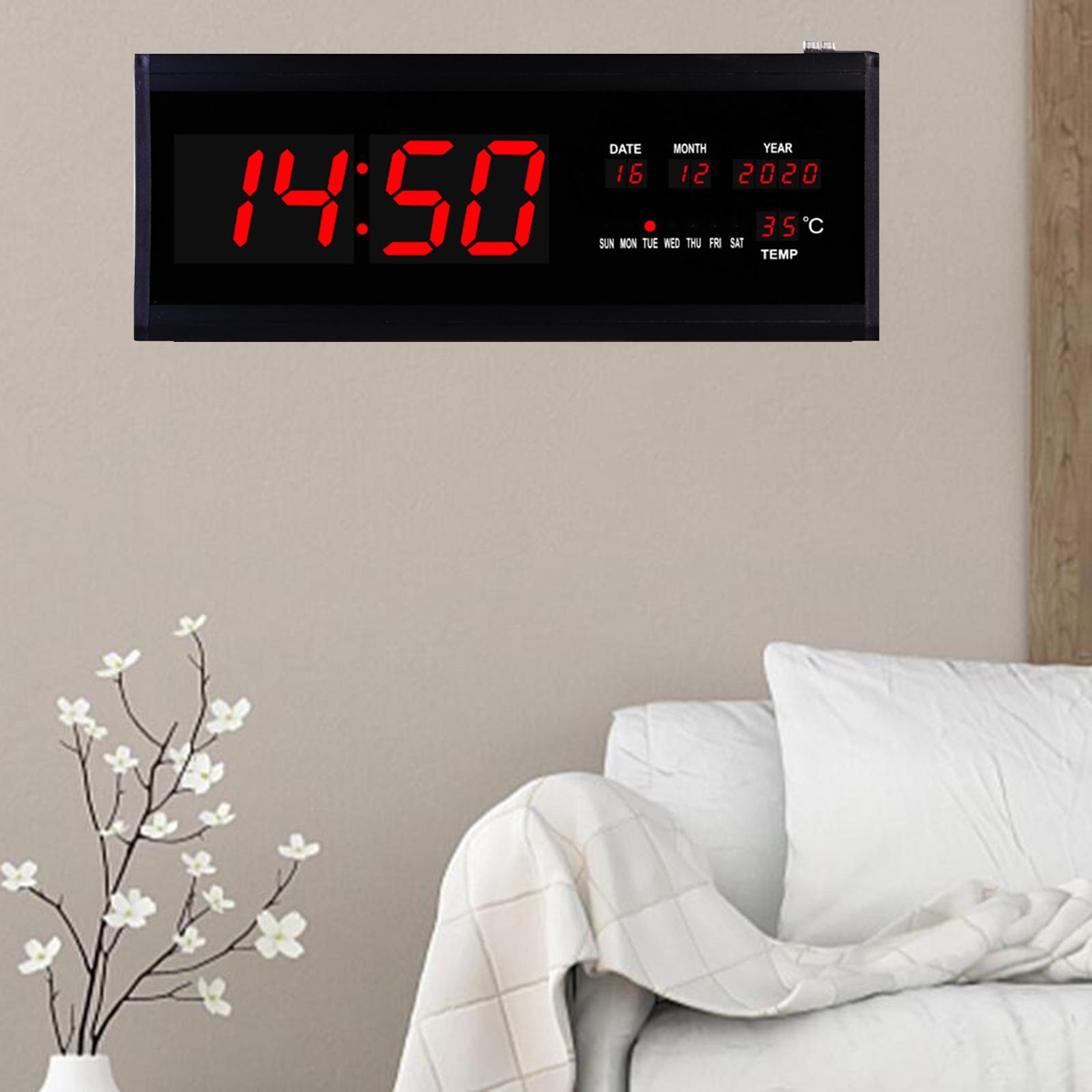Luminous Digital Wall Clock LED Clock 12/24H for Study Room Office Home