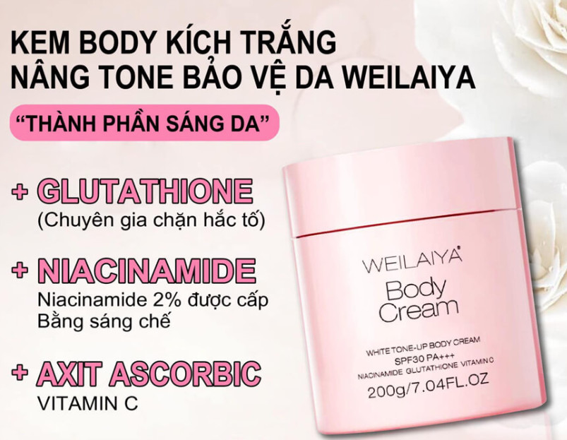 Kem dưỡng trắng da body hương hoa trà Weilaiya 200gram