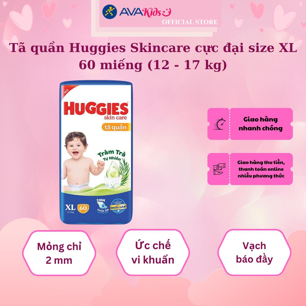 Tã quần Huggies Skincare cực đại size XL 60 miếng (12 - 17 kg)