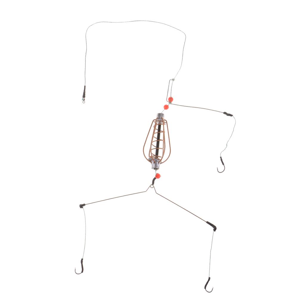 Fishing Feeder Basket Holder Fishing Bait Cage with Line Hooks Sinker 20g