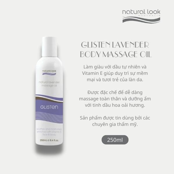 Dầu massage cơ thể, giúp dưỡng ẩm, duy trì làn da mịn màng, tươi trẻ - Natural Look Glisten Lavender Body Massage Oil