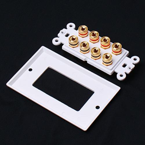 Budget 4 Speakers Cable Wall Plate 8 Banana Plug for Audio Video Theater Cable