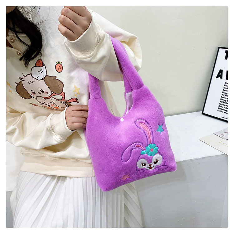 Túi tote hình gấu, Túi xách đeo vai phong cách hoạt hình Sanrio Disney, túi xách lông nhung ulzzang thời trang cho bạn nữ