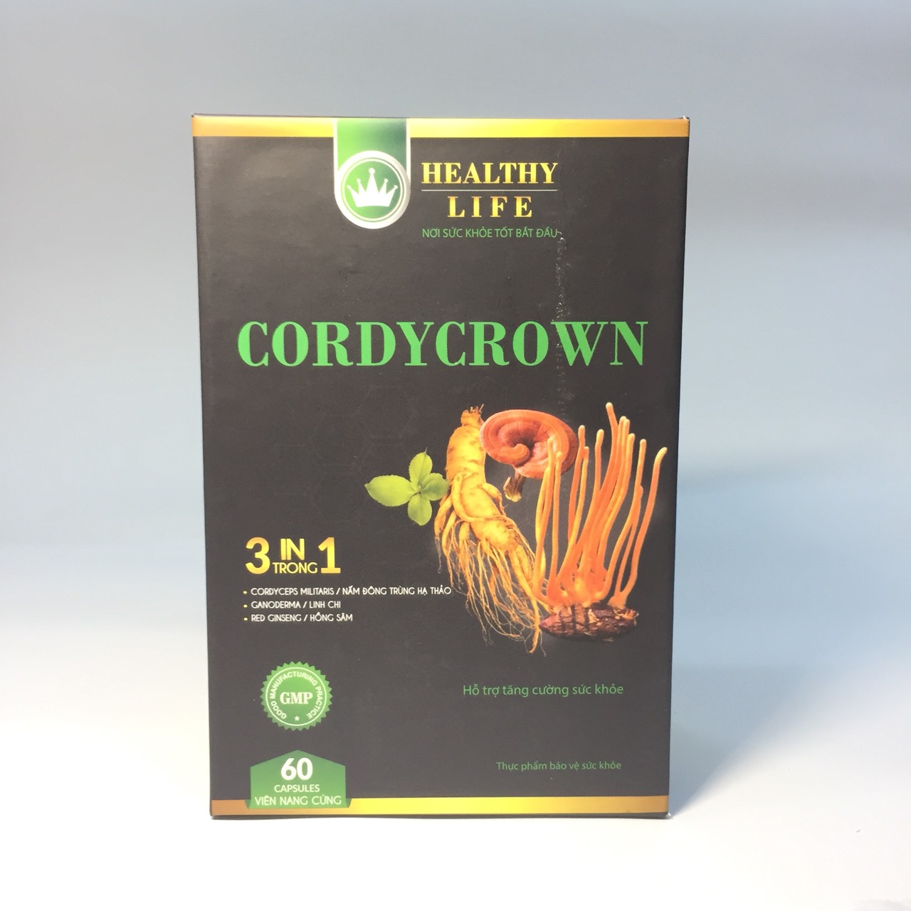 Combo 3 hộp Viên nang Đông trùng hạ thảo CordyCrown chính hãng Healthy Life (Hộp 60 viên)