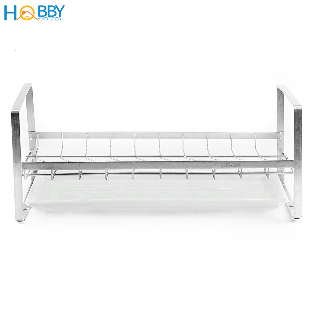 Kệ úp chén 9 ngăn có khay nhựa nhỏ gọn Inox 304 Hobby Home Decor KUC9