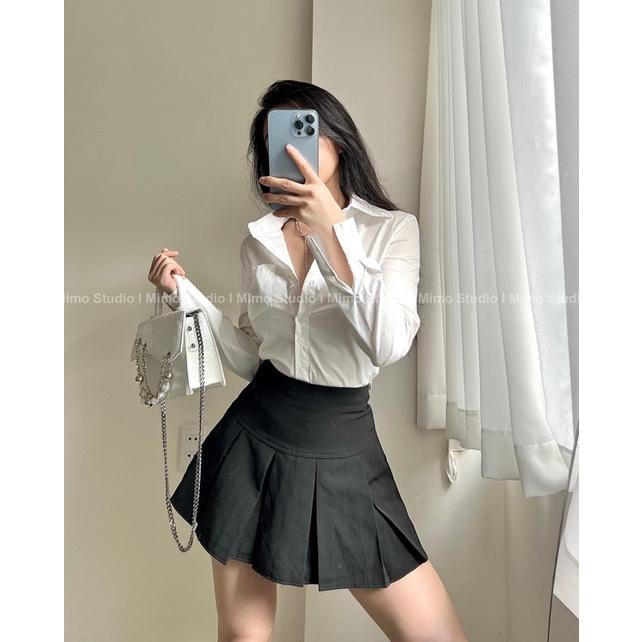 Sơ mi trơn phối túi dáng slimfit