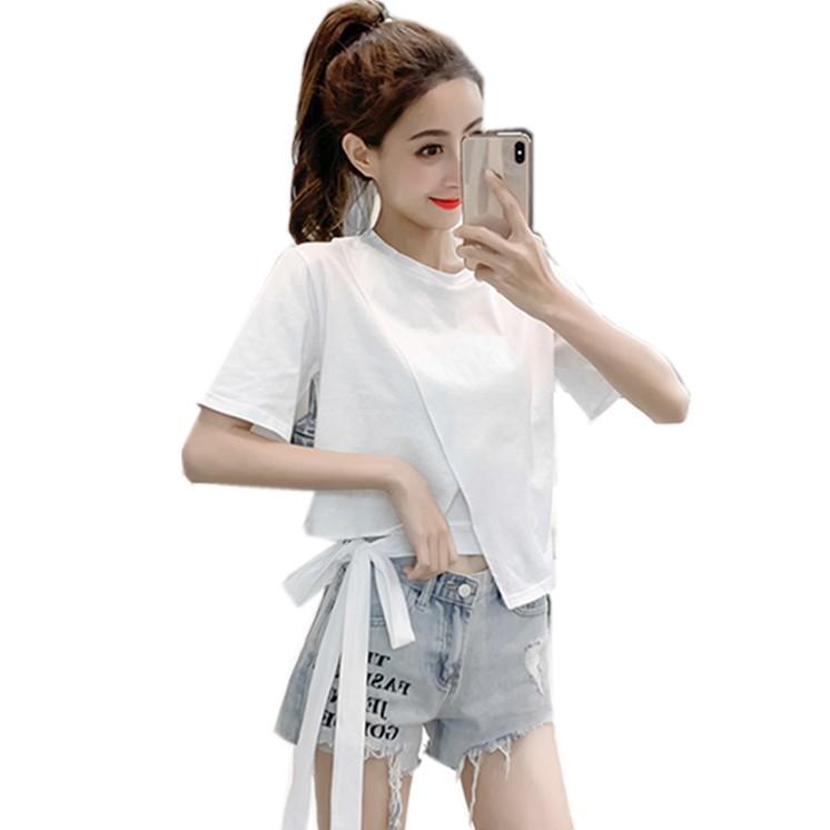 Áo Thun Nữ Croptop Thắt Nơ Độc Đáo, Cá Tính Hottrend Hè 2021