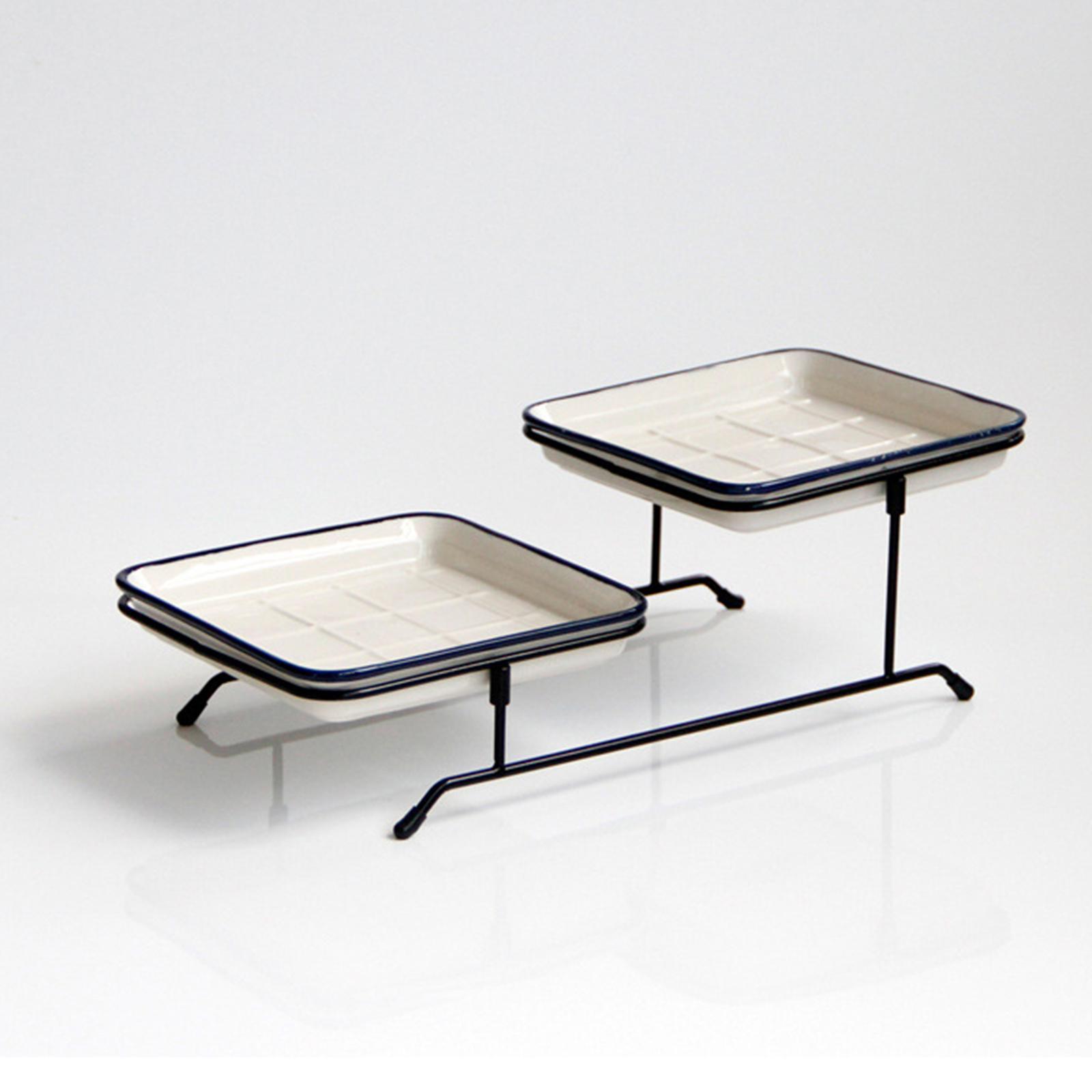 2 Tier Serving Tray Mini Cake Cupcake Stand with Rack Dessert Tray for Wedding Decor