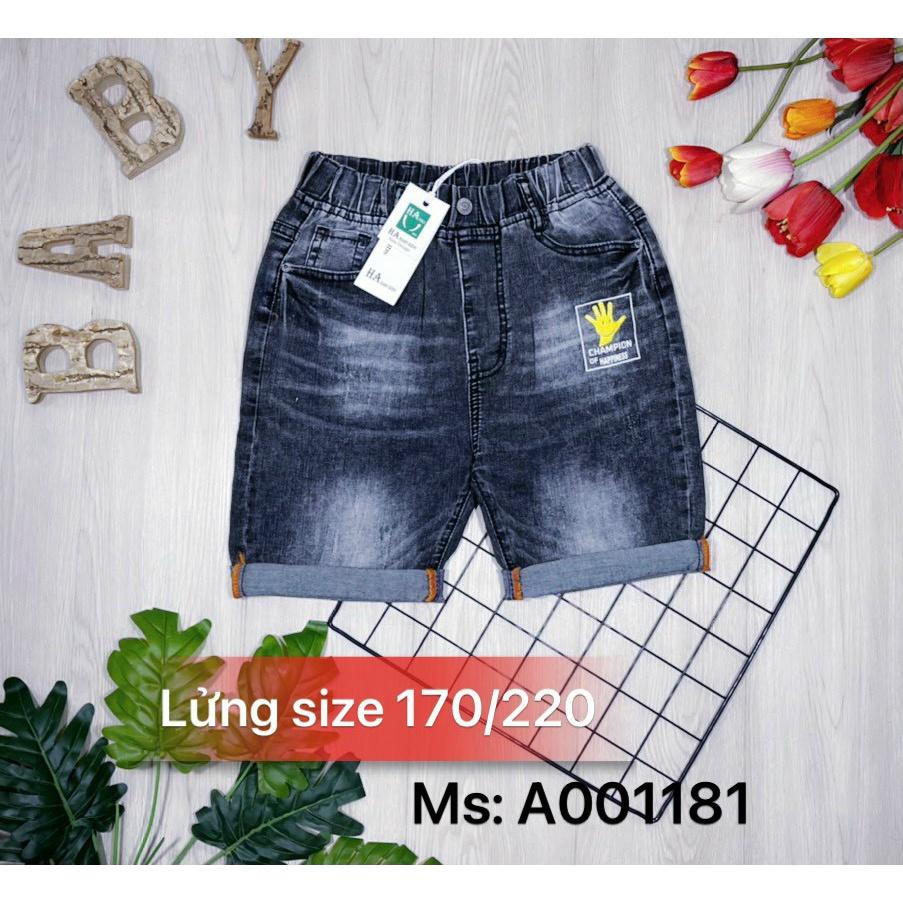 Quần đùi cho bé trai mặc tết phong cách size lớn 20-30kg chất jeans co giãn mềm mịn mát