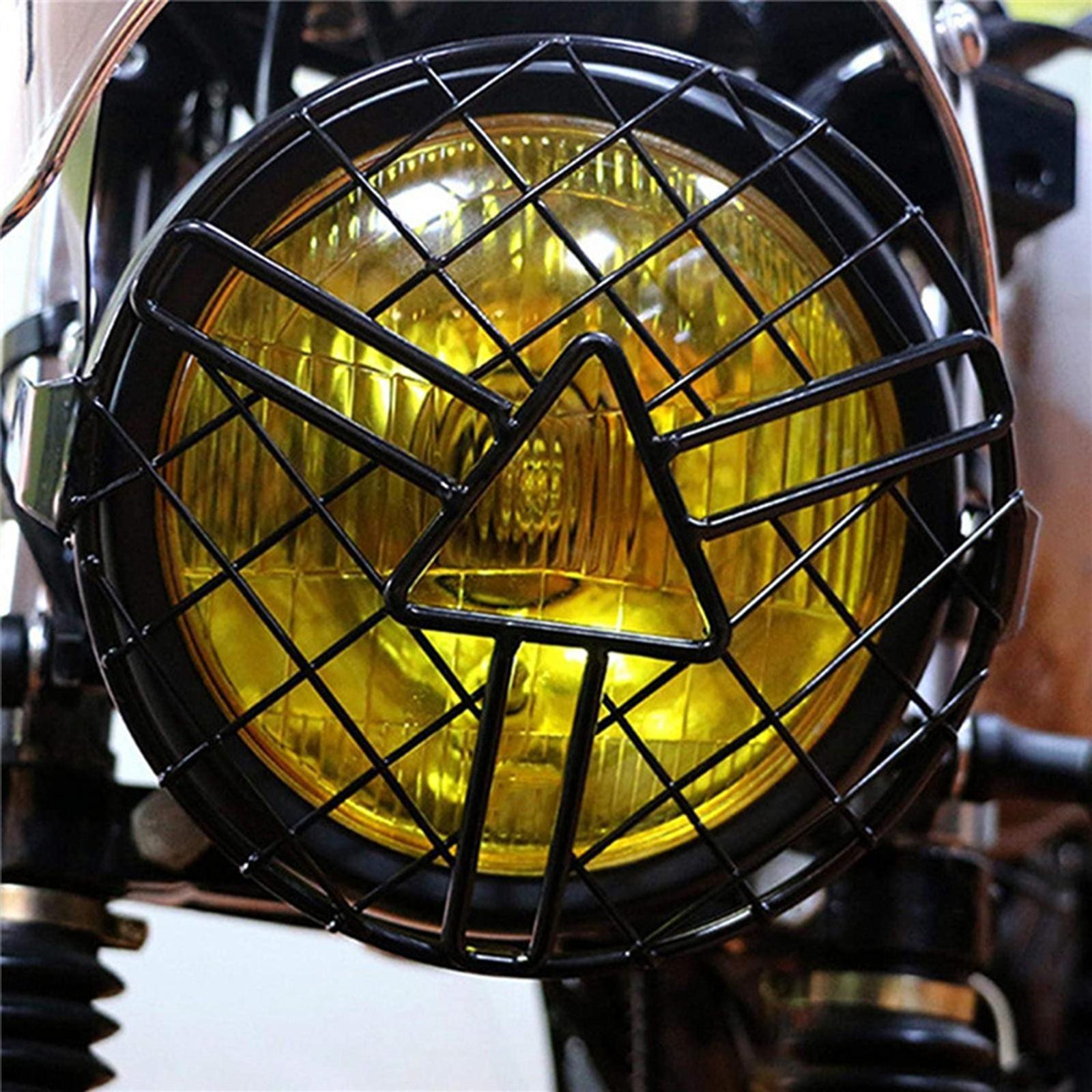 6.5" Motorcycle Headlight Mesh Grill Guard Headlamp Light Cover for Cafe Racer