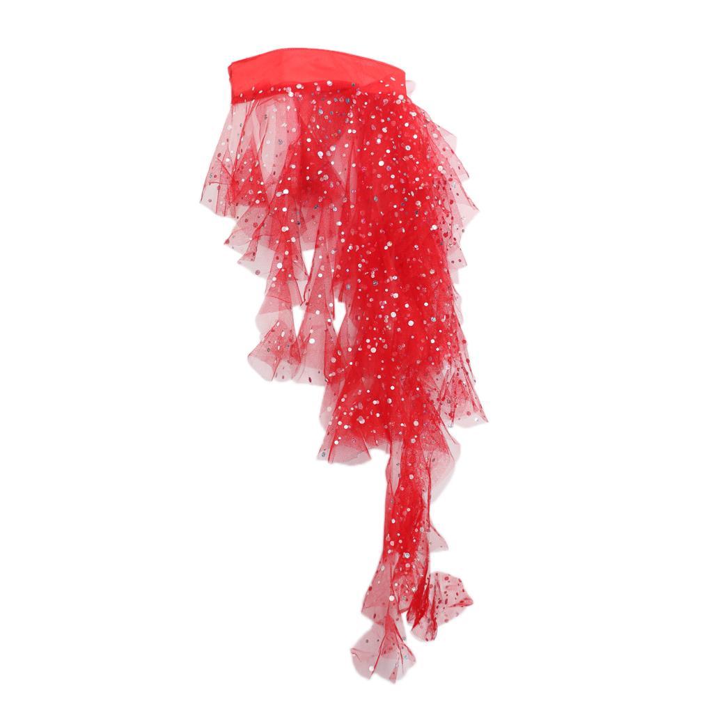 Chiffon Sequins Belly Dance Hip Scarf Net Skirt Pole Dance Costumes