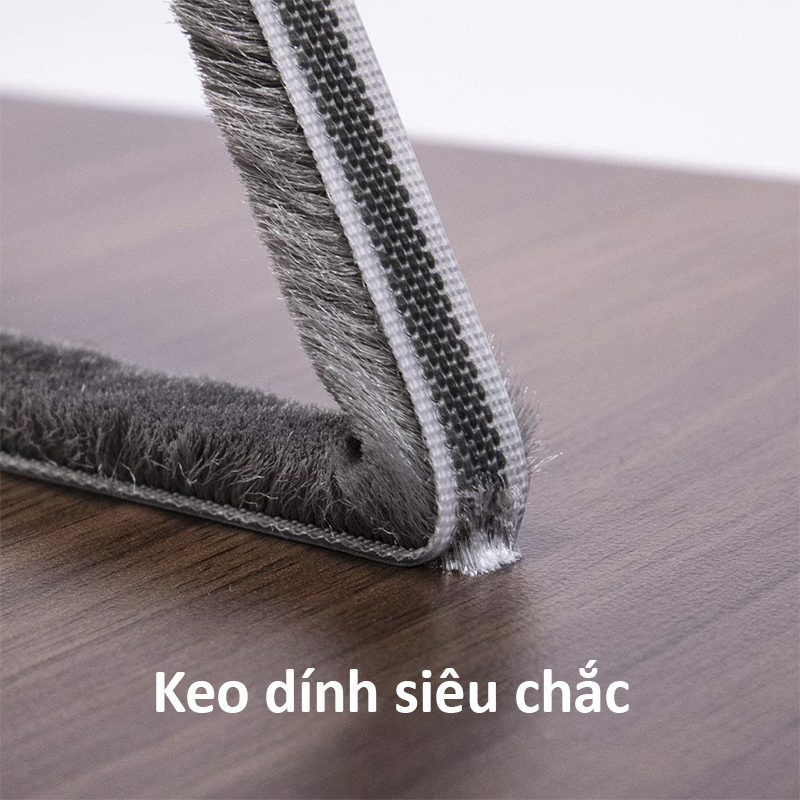 Ron lông nheo, gioăng sợi lông DOORSEAL dán khe hở khung cửa ngăn bụi côn trùng, gió lùa (cuộn 4m)