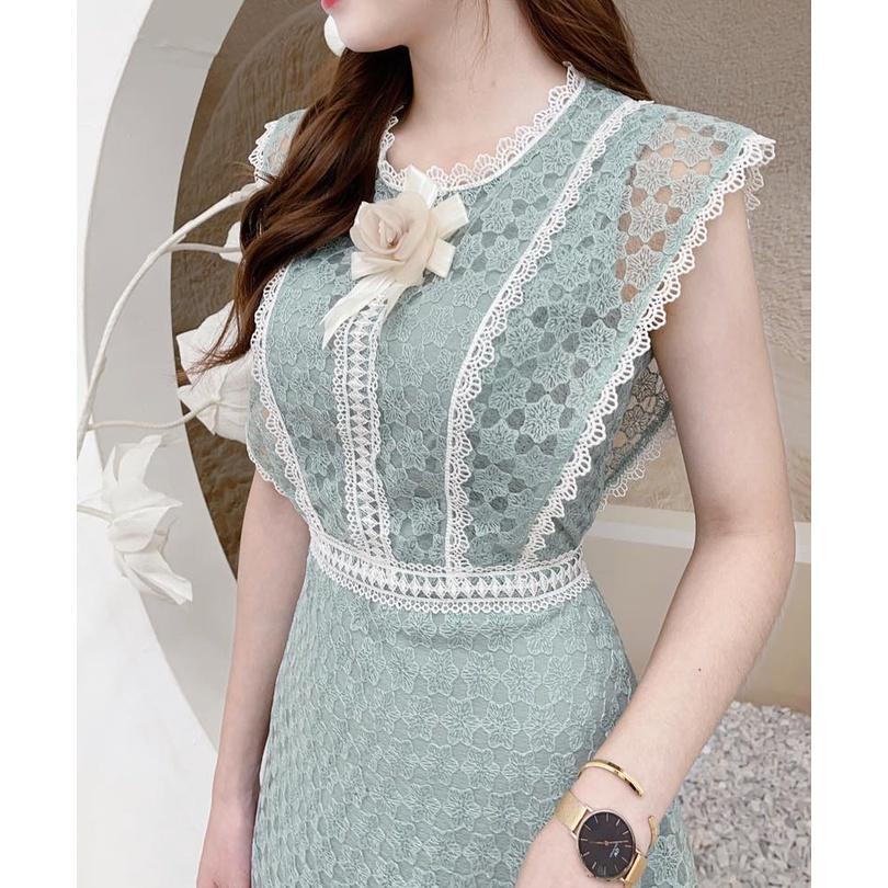 Váy Thiết Kế Lyn Dress Chất Liệu Vải Ren Cao Cấp Màu Xanh - Đầm Thiết Kế Thanh Lịch Trẻ Trung