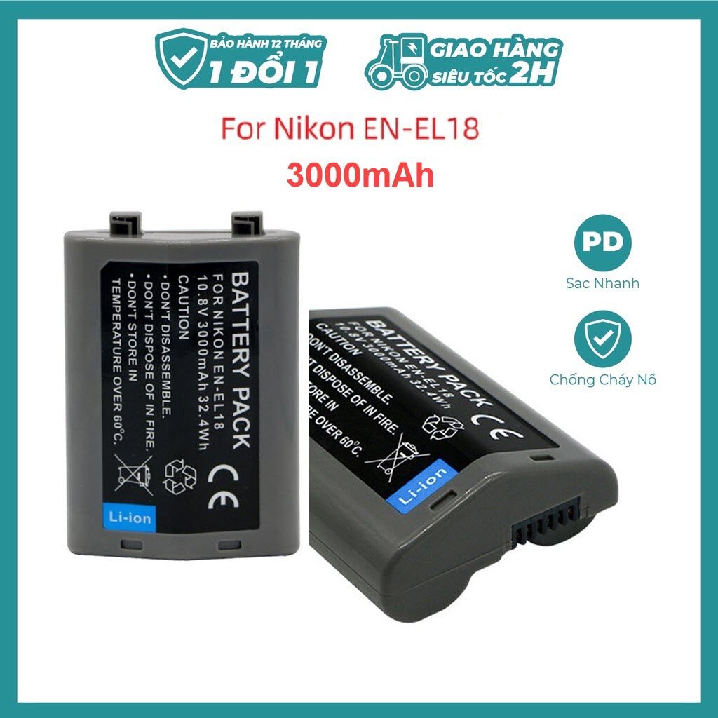 Pin EN-EL18 Dung Lượng Cao 3000mAh Dùng Cho Các Máy Ảnh Nikon Z9, D4, D4S, D4X, D810. Battery Pack for Nikon EN-EL18. 3000mAh for Nikon EN-EL18 ENEL18 Digital camera battery Camcorder Fully decoded battery