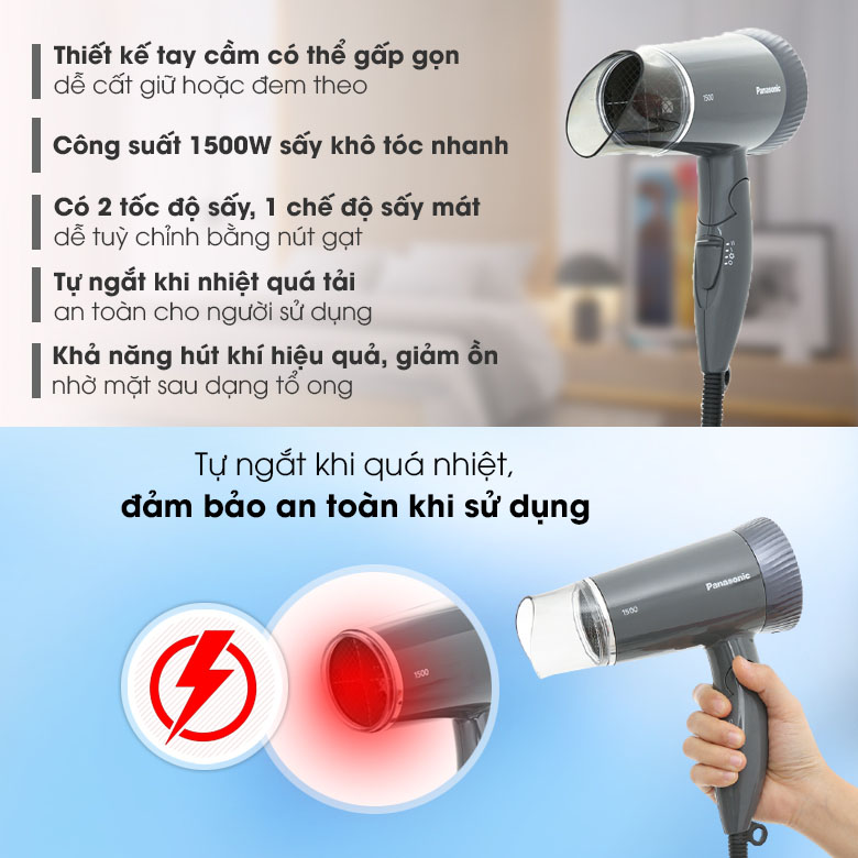 Máy sấy tóc siêu êm cao cấp Panasonic EH-ND57PH645 độ ồn 55dB - Hàng chính hãng