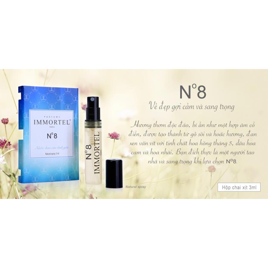 Nước Hoa IMMORTEL PARIS - Hộp Set5 _ 3 chai xịt 3ml : ( No777 + No8 + 206 ) Eau De Parfum