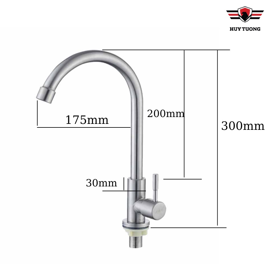 Vòi rửa chén đơn Inox SUS 304, vòi chén siêu bền, dày, vòi rửa bát chắc chắn, chất lượng cao cấp - Huy Tưởng